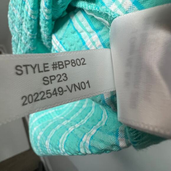 J. Crew Teal Seersucker Plaid Ruffle Mini Dress Size 8 - Picture 5 of 8